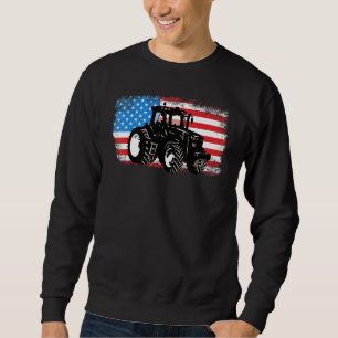 Farm Tractor Patriotic USA flagga Farmer Manar Kvi Lång Ärmad Tröja