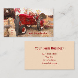 Farm Tractor Red Vintage Rustic Agriculture Visitkort