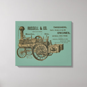 Farm Tractor Traaction Farming Antique Anque Canvastryck
