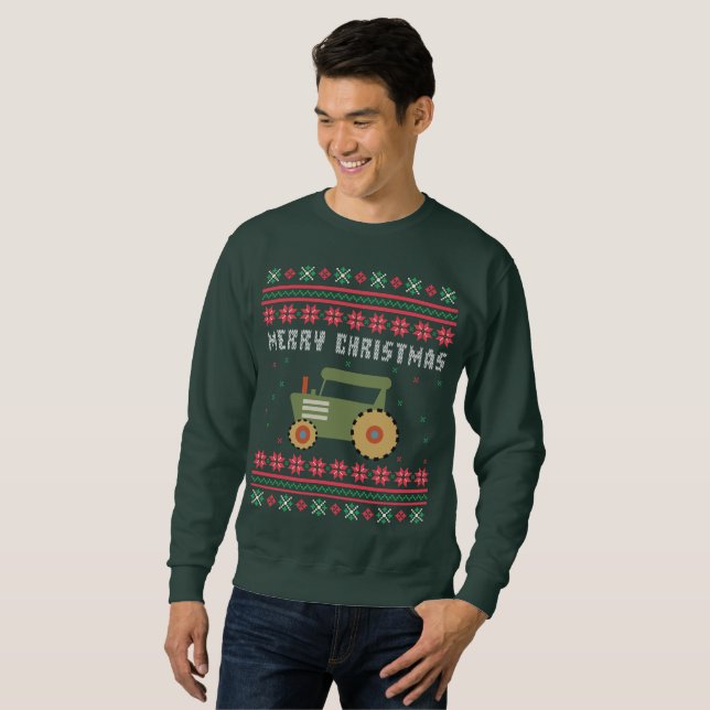 Farm Tractor Ugly jul Sweater Sweatshirt (Hel framsida)