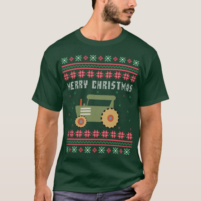 Farm Tractor Ugly jul Sweater T-shirt (Framsida)