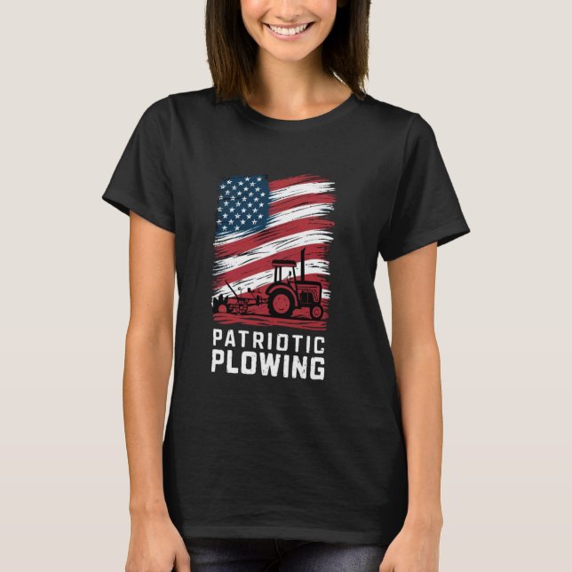 Farm Tractor USA flagga Patriotic Farming American T Shirt (Framsida)