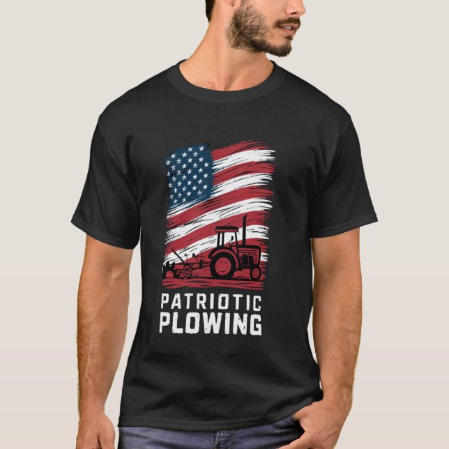 Farm Tractor USA flagga Patriotic Farming American T Shirt (Framsida)