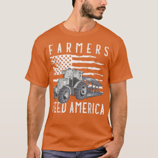 Farm Tractors USA Flag Farmers Feed America Farmin T Shirt