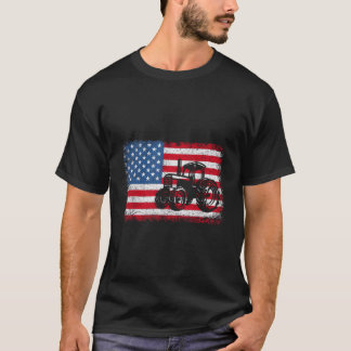 Farm Tractors Usa Flag Patriotic Farming T Shirt