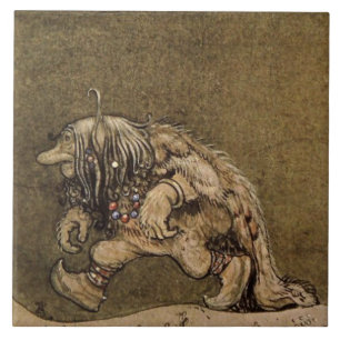 "Farm Troll" av den svenska konstnären John Bauer Kakelplatta