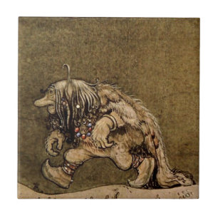 "Farm Troll" av den svenska konstnären John Bauer Kakelplatta