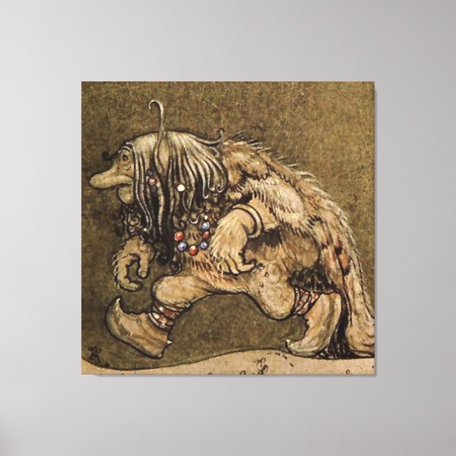 "Farm Troll" av den svenske konstnären John Bauer Canvastryck (Framsida)