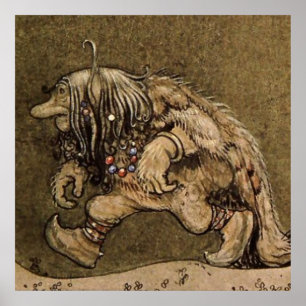 "Farm Troll" av den svenske konstnären John Bauer Poster