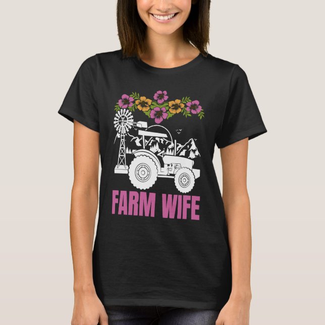 Farm Wife tractors Farmer Farming Tractor T Shirt (Framsida)