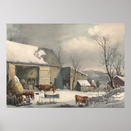 Farm-Yard i Winter - GH Durrie Fine Art Poster
