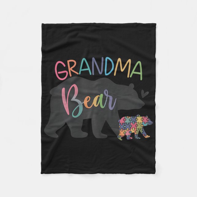 Farma Bear Kärlek Support Autism Awareness Bear Fa Fleecefilt (Framsidan)