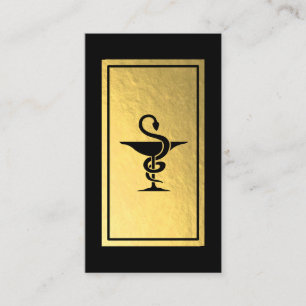 Farmaceut - Bowl of Hygeia Symbol Faux Gold Foil Visitkort