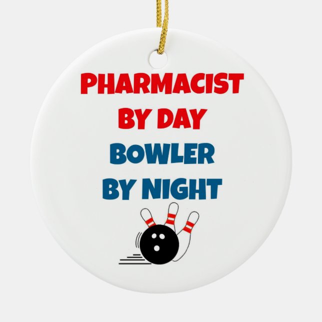 Farmaceut Bowlareare på natten Julgransprydnad Keramik (Framsidan)