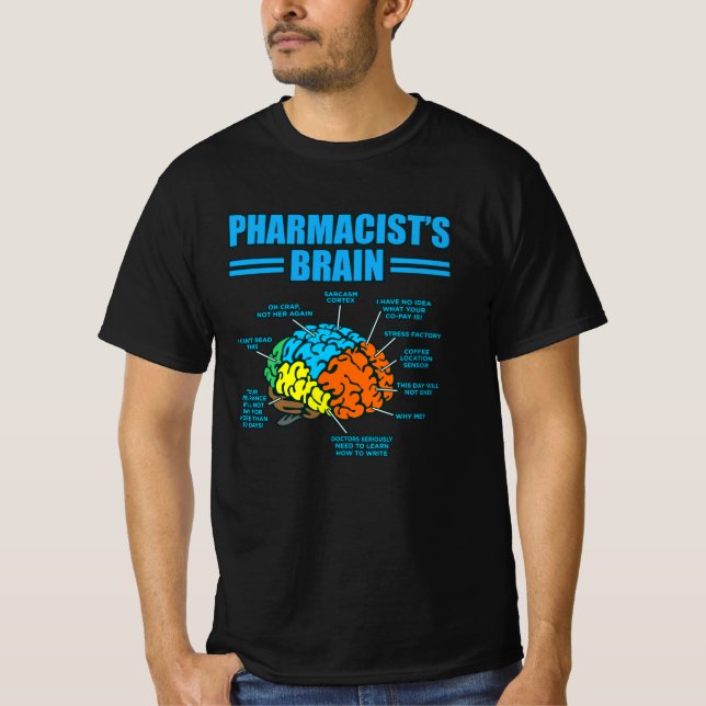 Farmaceut Brain Pharmcian PharmD T Shirt (Framsida)
