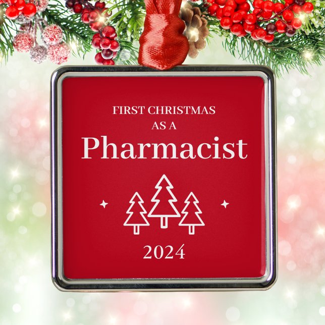 Farmaceut Elegant Röd julprydnad Julgransprydnad Metall (Pharmacist Elegant Red Christmas Ornament
)
