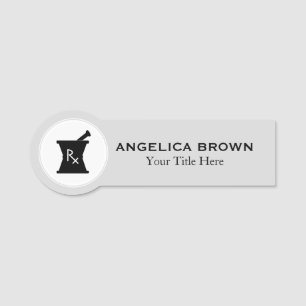 Farmaceut Mortar Pestle Logotyp Namn bricka Namnbricka