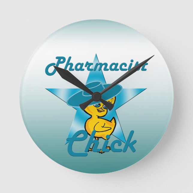 Farmaceutisk Chick #7 Rund Klocka (Framsida)