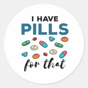 Farmaceutisk farmaci Tech jag har Piller för det Runt Klistermärke