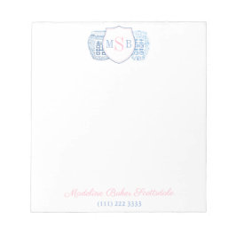 Farmaceutisk Rosa och Blue Ginger Burk Monogram Anteckningsblock