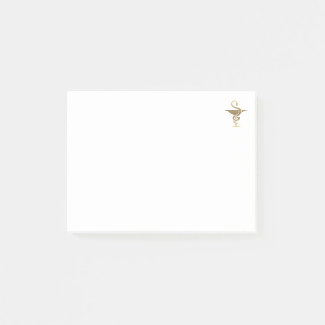 Farmakolog - Guld Bowl av Hygeia Symbol Post-it Block (Framsida)