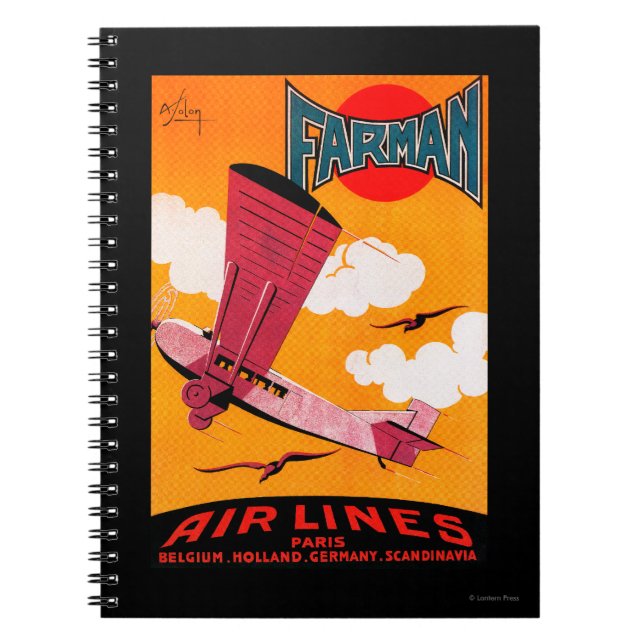 Farman Brothers Airlines F-170 Monoplan Poster Anteckningsbok (Framsidan)