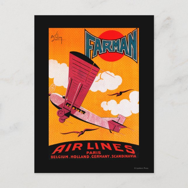 Farman Brothers Airlines F-170 Monoplan Poster Vykort (Framsida)