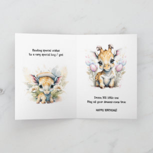 Farmbarhets-födelsedagsmeddelande giraffe safari-d kort