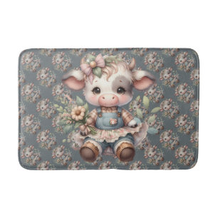 Farmcore Kawaii Calf i Vintage Blommigt Dress Badrumsmatta