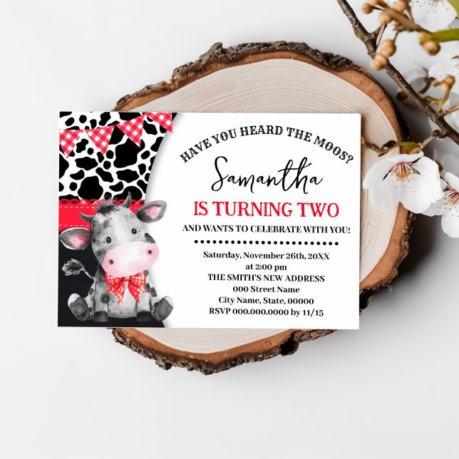 Farmen har hört Moos andra rödfödelsedag Inbjudningar (Skapare uppladdad)