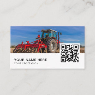 Farmer Agriculture Tractor QR Code Visitkort
