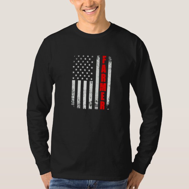 Farmer American Flagga Usa Patriotic Proud Funny F T Shirt (Framsida)