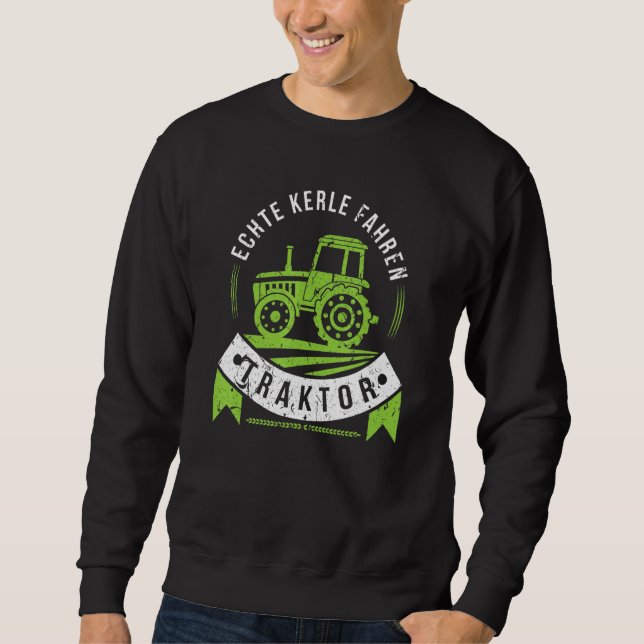 Farmer Bauer Real Killars Driving Tractor Lång Ärmad Tröja (Framsida)