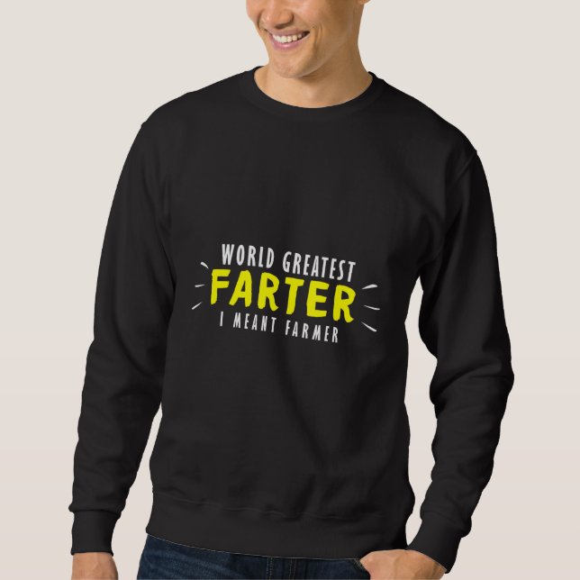 Farmer Boskap Worlds Greatest Farter Rancher Lång Ärmad Tröja (Framsida)