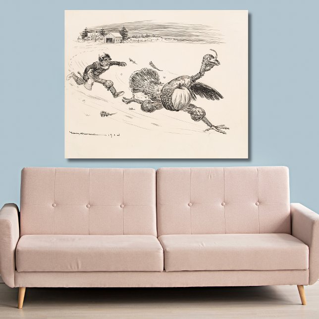 Farmer Chasing Turkey - William Walker Canvastryck (Skapare uppladdad)