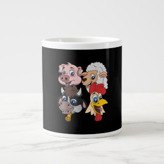 Farmer Cute Gris får Cow Chicken Gift Jumbo Mugg