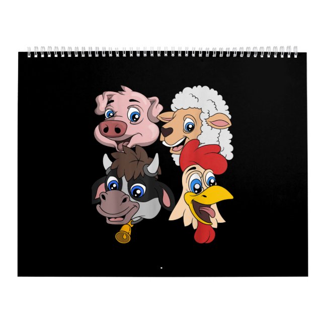 Farmer Cute Gris får Cow Chicken Gift Kalender (Omslag)