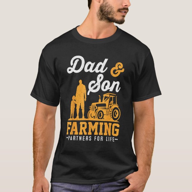Farmer Family Dad And Son Farming Matching Boys Fa T Shirt (Framsida)