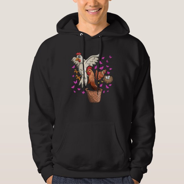 Farmer Farm Birds Butterfly Chicken Hoodie (Framsida)
