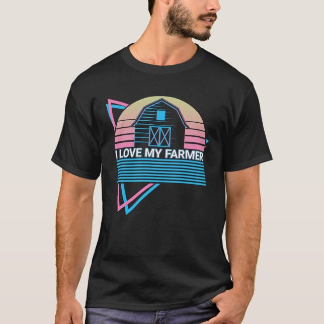 Farmer Farming Retro I Love My Farmer T Shirt (Framsida)