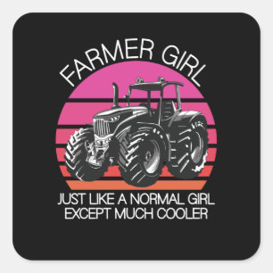 Farmer-flicka Fyrkantigt Klistermärke