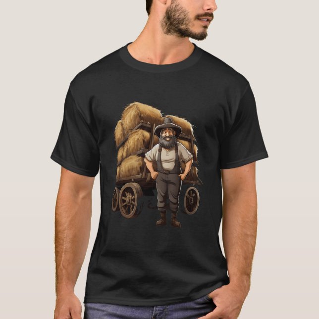 Farmer Hay Bales Wagon Hay Harvesting T Shirt (Framsida)