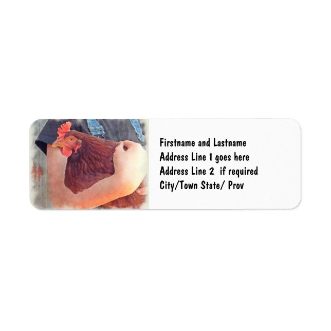 Farmer Hugger Chicken Pawarden Stil Returadress Etikett (Framsidan)