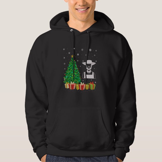 Farmer Julafton Träd Lighting Santa Hat Farmer Chr Hoodie (Framsida)