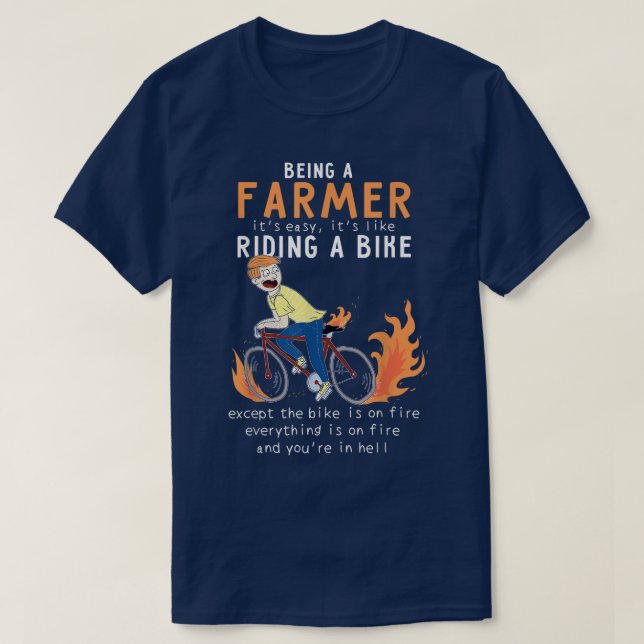 Farmer like Riding Bike Cyclist Funny T Shirt (Design framsida)