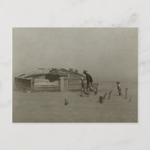 Farmer och Sons Walking in a Dust Storm Vykort