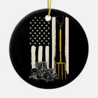 Farmer Patriot American Flagga Tractor Rancher