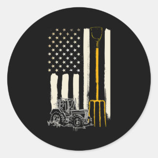 Farmer Patriot American Flagga Tractor Rancher Runt Klistermärke