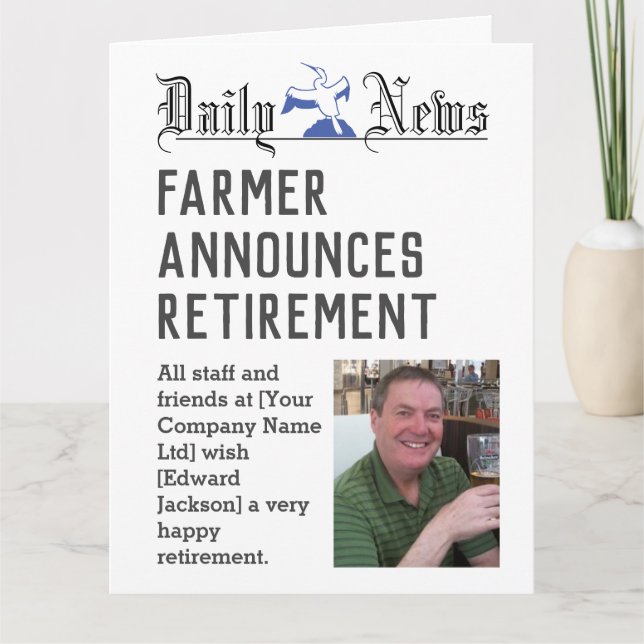 Farmer Pension-kort för att anpassa Kort (Framsida)