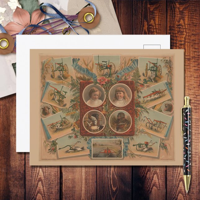 Farmer Plowing Verktyg Ephemera Vykort (Skapare uppladdad)